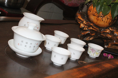 德化廠家直銷陶瓷茶具 8頭金牡丹花色套組低價(jià)優(yōu)惠